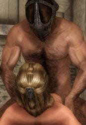 1boy 1girls 3d blonde_hair breton fianna nonstickypants nude_female sex skyrim the_elder_scrolls whiterun_guard