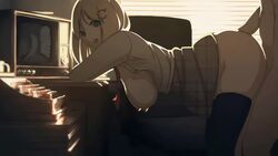 1boy 1girls 2d animated axfa barette bent_over bent_over_desk black_legwear black_socks blonde_hair blue_eyes bouncing_breasts breasts chair clothing cum cum_in_pussy cum_inside cum_on_body cum_on_clothes cum_on_face cum_on_hair cum_on_upper_body desk desk_sex electronics exposed_breasts facial female from_behind hair_ornament hanging_breasts hololive hololive_english hololive_myth human light-skinned_female light_skin long_video longer_than_30_seconds longer_than_one_minute male medium_breasts necktie nekololisama nipples no_bra nude_male open_clothes open_mouth open_shirt pale-skinned_female pale_skin penis school_uniform sex sex_from_behind shirt_open short_hair skirt skirt_lift skirt_up socks sound standing standing_sex straight_sex taken_from_behind television thigh_socks thighhighs thighs typewriter video virtual_youtuber voice_acted watson_amelia zerodiamonds