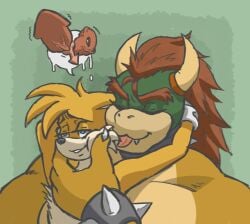 2024 anal anal_sex anthro anthro_on_anthro anthro_penetrated anthro_penetrating anthro_penetrating_anthro blue_eyes bowser canid canine crossover duo enlisentity erection fox fur genitals hair half-closed_eyes hi_res koopa licking looking_pleasured male male/male male_only male_penetrated male_penetrating male_penetrating_male mammal mario_(series) narrowed_eyes nintendo penetration penile penile_penetration penis penis_in_ass pictographics red_hair scalie sega sex simple_background sonic_(series) sonic_the_hedgehog_(series) speech_bubble tails tongue tongue_out yellow_body yellow_fur