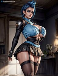 ai_generated big_breasts bimbo bimbo_body jamesdeanbooba junker_queen microskirt miniskirt odessa_stone overwatch overwatch_2 tagme