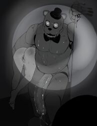 after_sex animatronic bear bowtie claw_marks claws cum cum_in_pussy cum_inside cum_leaking ejaculation faceless_female female five_nights_at_freddy's freddy_(fnaf) freddy_fazbear's_pizzeria_simulator glowing_eyes hat huge_cock human imminent_sex large_penis leaking_penis long_ears looking_at_viewer male male_focus muscles naked naked_female naked_male offscreen_character offscreen_female pecs penis pizza_yola sharp_claws straight sweating top_hat