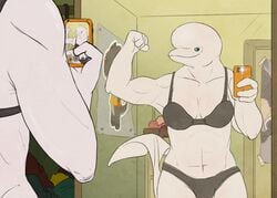 anthro beluga beluga_whale bottomless bra cetacean female furry marine mirror muscular muscular_female panties selfie solo syrinoth tagme underwear whale white_skin