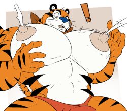 furry gay kellogg's lactating_nipples male_lactation tony_the_tiger