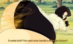 1girls ass big_ass dialogue dragon_ball dragon_ball_z fart fart_cloud fart_fetish farting female melissaalli son_gohan text twintails videl