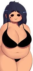 1girls :> arms_behind_back belly belly_button big_belly big_breasts black_bra black_hair black_panties bra breasts chubby chubby_female cropped cropped_image dark-skinned_female dark_skin eyebrows_visible_through_hair facial_markings fat female huge_breasts human long_hair miiya_(rizkitsuneki) miiyauwu mob_face no_background obese oc original_character overweight overweight_female plain_background shiny_hair simple_background solo star star_(symbol) thick_thighs thighs thighs_together white_background wide_hips wide_thighs