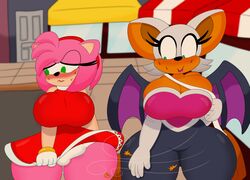 1futa 2020 2girls 3barts 5_fingers amy_rose big_ass big_breasts female futanari green_eyes imminent_sex mobian_(species) mobian_bat mobian_hedgehog rouge_the_bat sonic_(series) sonic_the_hedgehog_(series) tagme teal_eyes thick_thighs upskirt wind_lift windy_dress