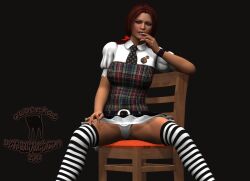 black-kat-3d-studio chair female school_uniform solo underwear