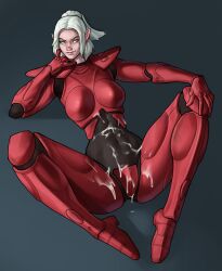 1girls abs aeldari armor blue_eyes collisiondazer commission eldar elf elf_ears female female_only legs_spread muscle muscles pointy_ears solo solo_female warhammer_(franchise) warhammer_40k white_hair