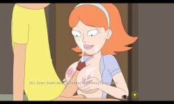 1boy 1girls big_breasts boobjob breasts brown_hair commentary cum cum_on_breasts cum_on_face cum_on_upper_body cumshot ejaculation english_text facial ferdafs garage grabbing_own_breast jessica_(rick_and_morty) large_breasts large_penis longer_than_one_minute morty_smith mp4 open_shirt orange_hair paizuri rick_and_morty rick_and_morty:_a_way_back_home rubbing_penis tagme titjob video