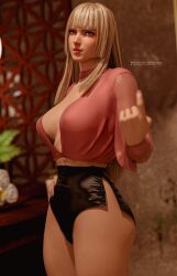 1girls 3d beckoning blonde_hair busty cleavage emilie_de_rochefort female female_focus female_only hourglass_figure namco solo steffih_daz tekken tekken_8 thighs wide_hips