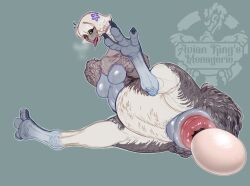 1girls 3_toes animal_genitalia avian avian-king avian_butt avian_taur biped bird bird_taur breasts claws cloaca countershade_feathers countershade_torso countershading egg egg_laying feathers feet female female_only furry genitals hi_res looking_at_viewer looking_back moa_taur nippleless ratite ratite_taur solo taur toes