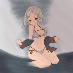 coat_on_shoulders mementomori:afkrpg mementomori_(game) sabrina_(mementomori:afkrpg) sfw swimsuit