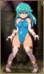 1girls animated animated_gif blue_hair blue_leotard dieselmine female female_only kanade_(mage_kanade's_futanari_dungeon_quest) l_buffer leotard mage_kanade's_futanari_dungeon_quest nipples_visible_through_clothing pixel_animation pixel_art solo