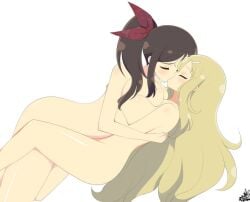 2girls accurate_art_style kissing murakumo_(senran_kagura) rexy-stark senran_kagura shiki_(senran_kagura) yuri