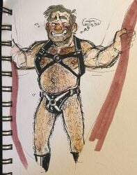 bara bondage bulge chest_hair disney fat_man flaccid gravity_falls grey_hair grunkle_stan male male_only old_man smiling solo stanley_pines tagme tagme_(artist) thong