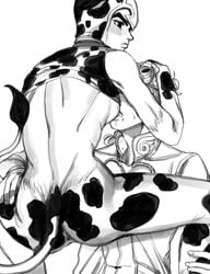 2boys amoeba0115 animal_limbs anus ass big_pecs blush breastfeeding bubble_butt collar cow_ears cow_horns cow_humanoid cow_print cow_tail cowboy_shot facing_away gay giorno_giovanna guido_mista hand_on_head hand_on_thigh hybrid jojo's_bizarre_adventure lactation looking_away male_lactation male_only nipple_play nipple_suck pecs squatting sucking_nipples thigh_grab toned toned_male vento_aureo yaoi