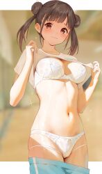 1girls belly belly_button blurred_background blurry_background blush blushing_at_viewer blushing_female bra breasts breedable brown_eyebrows brown_eyes brown_eyes_female brown_hair brown_hair_female busty busty_female cleavage cleft_of_venus collarbone dot_nose elbows embarrassed embarrassed_female exposing exposing_breasts exposing_chest exposing_self female female_focus female_only fingers frilled_bra frilled_panties frilled_underwear fuckable gin00 groin hair_bun high_resolution highres idolmaster idolmaster_shiny_colors indoor indoor_nudity indoors lace_bra lace_panties lace_underwear laced_bra laced_panties laced_underwear large_breasts lean_body lean_figure legs legs_together light-skined_female light-skinned light-skinned_female light_skin light_skin_female light_skinned light_skinned_female lips long_hair looking_at_viewer looking_down looking_down_at_viewer navel panties pants pants_down shirt shirt_lift shoulders slender_body slender_waist slim_girl slim_waist solo sonoda_chiyoko standing sweat sweatdrop sweating sweaty sweaty_arms sweaty_belly sweaty_body sweaty_breasts sweaty_face sweaty_legs sweaty_thighs thick_thighs thighs thin_waist topwear topwear_lift track_pants twintails twintails_(hairstyle) underboob underwear undressing undressing_self upper_body v-line white_bra white_panties white_underwear yellow_background