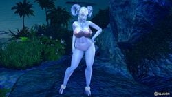 1girls abs big_breasts blue_skin breasts draenei female female female_only hips legs looking_at_viewer muscular muscular_female nipples nipples_visible_through_clothing shang solo standing thick_thighs thighs thong warcraft white_hair wide_hips world_of_warcraft wow yrel