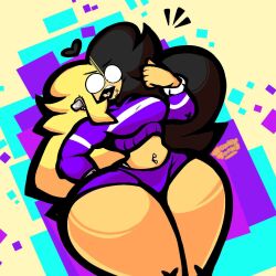 ambiguous_gender feminine open_mouth purple_panties purple_sweater tagme thick_thighs toony white_stripes wide_hips