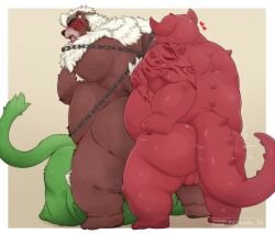 2024 3boys 96panda anthro ass backsack balls bear belly big_belly big_butt brown_body chained chains fire_baron gay genitals green_body group group_sex hi_res kemono kimun_kamui_(tokyo_afterschool_summoners) lifewonders male male_only mammal moobs multiple_boys overweight overweight_male red_body sex simple_background threesome tokyo_afterschool_summoners wood_baron yaoi