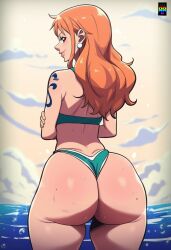 ai_generated big_ass big_breasts bubble_butt cute_face d-art_style female female_only nami nami_(one_piece) one_piece post-timeskip repartz small_waist sweat thick_thighs