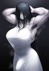 1futa ai_generated armpit armpit_fetish armpit_hair armpits arms_behind_head arms_up bicep biceps big_breasts black_hair breasts bulge bulge_through_clothing clothed clothing dark_hair expressionless futa_only futanari ghost ghost_girl gloopai hair hair_over_eyes huge_breasts muscles muscular muscular_futanari nai_diffusion pale pale-skinned_futanari pale_skin penis_outline penis_under_clothes solo solo_focus solo_futa steam steaming_body steamy sweat sweatdrop sweating the_ring white_clothing white_skin yamamura_sadako