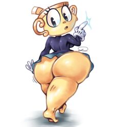 1girls ass big_ass big_butt big_thighs butt cuphead_(game) female female_only gloves looking_back lukisimo8_(artist) ms._chalice no_background shadow solo squirt walking