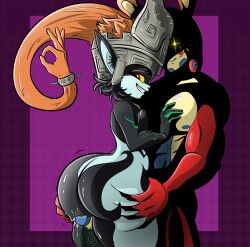 1boy 1girls anthro ass ass_focus ass_grab big_ass big_penis big_thighs boob_squish bottom_heavy breast_squish butt_grab curvy dominant_male erect erect_penis female height_difference humanoid imp_midna long_hair long_hair_female male male/female midna oc original shortstack small_breasts smiling smiling_at_viewer the_legend_of_zelda the_legend_of_zelda:_twilight_princess thigh_grab thigh_sex thighs twilight_princess