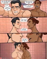 2boys black_hair comic creedo gay invincible invincible_(tv_series) kissing male male_only mark_grayson naked naked_male rex_sloan rex_splode sexuality_change shower straight_to_gay yaoi