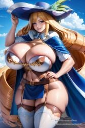 1girls ai_generated big_breasts blonde_hair charlotte_(last_origin) female female_only mnemosynekoto solo solo_female