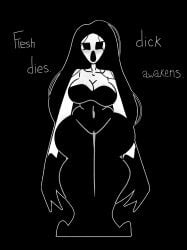 1female 1girls ass big_butt big_hips bigger_female black_eyes black_hair breasts breasts_bigger_than_head female female female female_focus female_only ghost ghost_girl hips horror horror_(theme) long_hair long_mouth raigilr raigilr_(artist) white_body white_skin
