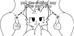 anthro anus balls bent_over boy_kisser_(meme) butt_sniffing english_text genitals group hi_res male male/male meme presenting silly_cat_(mauzymice) sniffing yogurt69