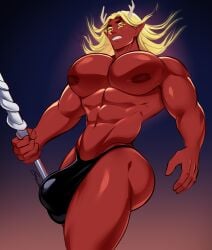 1boy abs ass big_ass bulge dc dc_comics demon dilf father gasaiv male male_only mature_male muscular muscular_male red_skin solo solo_male teen_titans trigon