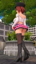 alternate_ass_size alternate_breast_size alternate_costume bare_shoulders big_ass big_breasts boots disney hat kairi kingdom_hearts leggings outside red_hair skirt tagme usbsantiago