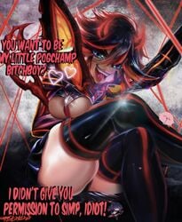 1girls ahe_gao areola_slip ass breasts busty cleavage funny humor kill_la_kill kirby kirby_(series) latex matoi_ryuuko meme my_little_pogchamp_(meme) senketsu simp suspenders thighs tongue tongue_out tudduls voluptuous