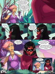 black_hair blush glimmer_(she-ra) glittering_hair grey_skin masked_female nsfani pink_hair pointy_ears pregnant pregnant_female shadow_weaver she-ra_and_the_princesses_of_power violet_hair