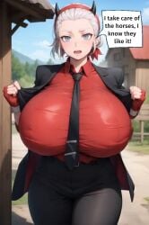 ai_generated big_breasts big_butt curvy helltaker horsecock justice_(helltaker) kunaboto_(style) milfsexyrp monster_cock voluptuous