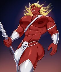 1boy abs ass big_ass bulge dc dc_comics demon dilf father gasaiv male male_only mature_male muscular muscular_male red_skin solo solo_male teen_titans trigon