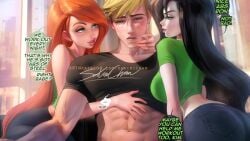 1boy 2girls athletic athletic_female athletic_male big_ass big_breasts black_hair blonde_hair boyfriend boyfriend-girlfriend breasts bust busty censored chest curvaceous curvy curvy_figure dark_hair digital_media_(artwork) disney disney_channel english_text female fit_female fit_male ginger ginger_hair girlfriend green_eyes hero heroine hips hourglass_figure huge_ass huge_breasts human kim_possible kimberly_ann_possible large_ass large_breasts legs light-skinned_female light_skin male male/female mature mature_female multiple_girls orange_hair red_hair ron_stoppable sakimichan shego slim_waist text thick thick_hips thick_legs thick_thighs thighs threesome villain villainess voluptuous waist wide_hips