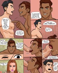 2boys black_hair cock comic creedo gay interracial invincible invincible_(tv_series) licking_penis male male/male male_only mark_grayson naked naked_male oral rex_sloan rex_splode straight_to_gay wet wet_body white_penis