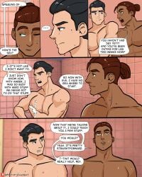 2boys 2males black_hair comic creedo gay imminent_gay_sex imminent_sexuality_change interracial invincible invincible_(tv_series) male male_only mark_grayson naked naked_male rex_sloan rex_splode shower showering wet wet_body