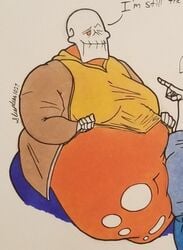 animated_skeleton belly bhm big_belly big_moobs fat fat_man gay huge_belly hyper hyper_fat hyper_overweight love_handles male male_only moobs no_humans obese obese_male overweight overweight_male papyrus skeleton thick underswap underswap_papyrus undertale undertale_fanfiction weight_gain