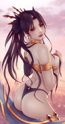 1girls ass ass_support big_ass breasts clothed_female colored fate/grand_order fate_(series) female female_focus female_only fully_clothed ishtar_(fate) looking_at_viewer looking_back panties presenting presenting_hindquarters solo soranamae underwear