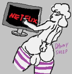 1boy 1femboy ass back_view balls butt_focus danny_sheep femboy femboy_only furry furry_male looking_back ms_paint netflix sheep solo solo_focus solo_male striped_legwear thighhighs