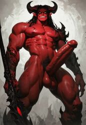 1boy 1demon 1man abs ai_generated balls ballsack biceps big_balls big_cock big_dick big_penis big_testicles black_hair cock deltoids demon devilworship dick horns huge_balls huge_cock huge_dick huge_penis huge_testicles hyper_cock hyper_dick hyper_penis jagged_teeth large_balls large_cock large_dick large_pectorals large_penis large_testicles male male_nipples male_only massive_penis nipples pecs pectorals penis pointy_ears pov_crotch red_body red_skin smile smiling_at_viewer sweat sweaty sweaty_body testicles vein veins veiny_muscles veiny_penis