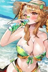 angstowo beach bikini centipede_girl green_tongue insect_girl large_breasts naiyospede swimsuit