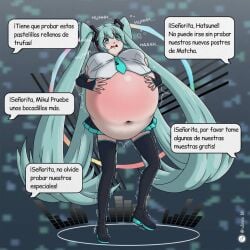 belly_bulge belly_expansion bloated bloated_belly bloated_stomach hatsune_miku rubnavbh stuffed_belly vocaloid