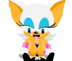 bat black_dick black_fur cum_in_mouth cumming rouge_the_bat shadow_the_hedgehog sonic_the_hedgehog_(series) titjob tounge_out white_fur
