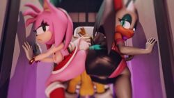 1boy 2girls 3d 3d_model amy_rose animated anthro anthro_on_anthro balls bamithq bat big_penis boots buttjob collaborative_buttjob double_buttjob elbow_gloves female ffm_threesome fox gloves hedgehog hotdogging huge_ass huge_breasts male mobian mobian_(species) mobian_bat mp4 orange_fur pink_fur red_boots rouge_the_bat sega sonic_(series) sonic_adventure_2 sonic_the_hedgehog_(series) sound tagme tails tails_the_fox tan_skin thighhighs threesome video