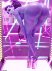 1girls 3d absurd_res ass bent_over big_ass butt_crack earrings female female_only heels hi_res high_heels highres naked_footwear nemesis_3d overwatch overwatch_2 platform_heels pussy shiny_skin solo standing thick_thighs thighs widowmaker